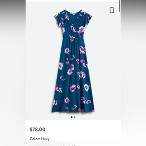 Loveapella Torri Knit Maxi Dress, floral deep V neckline.